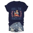 thumbnail image 4 of Blusas de Manga Corta para las Mujeres Divertida Impresión Cuello Redondo Camiseta Vintage, Blusas de Primavera para las Mujeres, 4 of 4