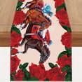 thumbnail image 4 of Vjnyvs Derby Table Runner Linen Horse Racing Tablecloth Rustic Horse Roses Racing Game Table Cover for Party Kitchen Dining Decor, 4 of 7