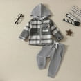 thumbnail image 2 of Gerichy Toddler Baby Boy Clothes Fall Winter Outfit, Toddler Baby Boy Fall Winter Outfit Vintage Plaid Hoodie Jacket Shirts Pants Set 2 Piece Sweatsuit Tracksuit, 2 of 9