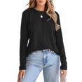 thumbnail image 2 of Camisas de Larga para Mujer, Jerséis Modernos, Elegantes, Informales, Plisados, de Cuello Redondo, de Punto, Blusas Lisas y Sueltas, Conjuntos Negro M, 2 of 7