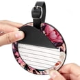 thumbnail image 2 of Peony 2Pcs PU Leather Round Luggage Tags with Privacy Cover and Name ID Tag for Suitcase, Handbags, Backpacks, School Bags, 2 of 6