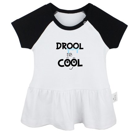 

iDzn Drool is Cool Funny Dresses For Baby Newborn Babies Skirts Infant Princess Dress 0-24M Kids Graphic Clothes (Black Raglan Dresses 0-6 Months)