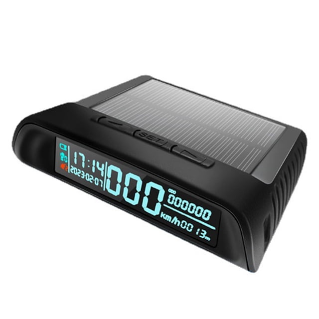 Zootealy Solar Powered GPS Speedometer with LED Heads-up Display for Vehicles - High Accuracy Multifunctional Speedometer with Overspeed Alert and Fatigue Driving Reminder - Black Color (Built-in