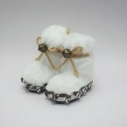 Holiday Time White Fur Boots With Jute Bow Ornament