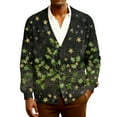 thumbnail image 3 of yuCgh Men's Ribbed Knit Holiday Cardigan, Christmas Print Long Sleeve Open Front, Festive Sweater Jacket for Seasonal Gatherings & Casual Wear,Green,L, 3 of 7