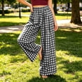 thumbnail image 5 of Palazzo Pants For Women High Waist Plaid Print Wide Leg Pants Casual Stretch Waistband Pants With Pockets Loose Fit For A Preppy Look Womens Pants, 5 of 6