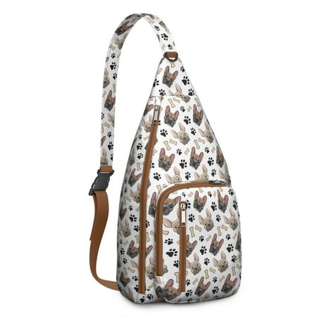 Dog Paw Print Crossbody Bag Daypack for Men Women Funny Bone Waterproof Sling Pack Backpack Adjustable for Travel Hiking Cycling
