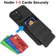 thumbnail image 5 of for iPhone 15 Plus Case with Card Holder [Capacity of 3 Cards] Durable Flexible Silicone Cover [Military-Grade Protection] Shockproof Non-Slip Wallet Case for iPhone 15 Plus Black, 5 of 12
