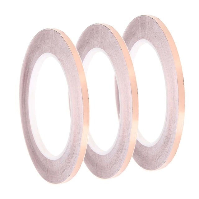 Cinta adhesiva de lámina de cobre de 3 piezas para guitarra, portátil, LCD, teléfono móvil, artesanía, 3 mm *30 m Hugo Blindaje EMI de lámina de cobre