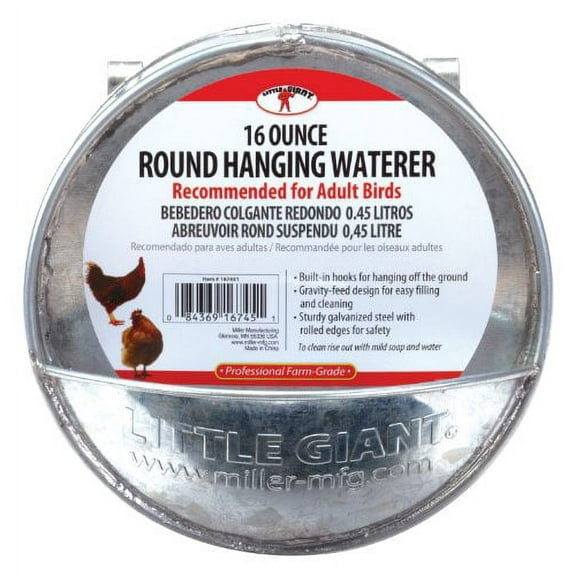 Little Giant Hangable Poultry Waterer Galvanized Round Hanging Poultry Waterer (Item No. 167451)