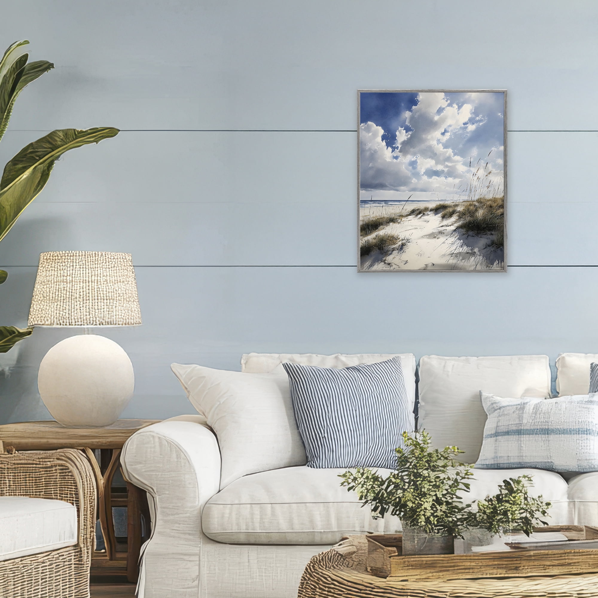 Stupell Industries Midday Sunny Beach Dunes Gray Framed Giclee Art, design by Franklyn Gregory