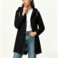 thumbnail image 5 of Womens Outdoor Jacket Plus Size Hooded Waterproof Long Sleeve Solid Color Plaid Lined Winter Casual Daily Outdoor Mid Length Jacket Raincoat with Pockets, 5 of 10