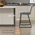 thumbnail image 5 of HomeZeer Bar Stools Set of 2, 26" Velvet Counter Height with Back & Footrest, Modern Upholstered Wide Seat Stool with Metal Legs for Kitchen Island, Gray, 5 of 10