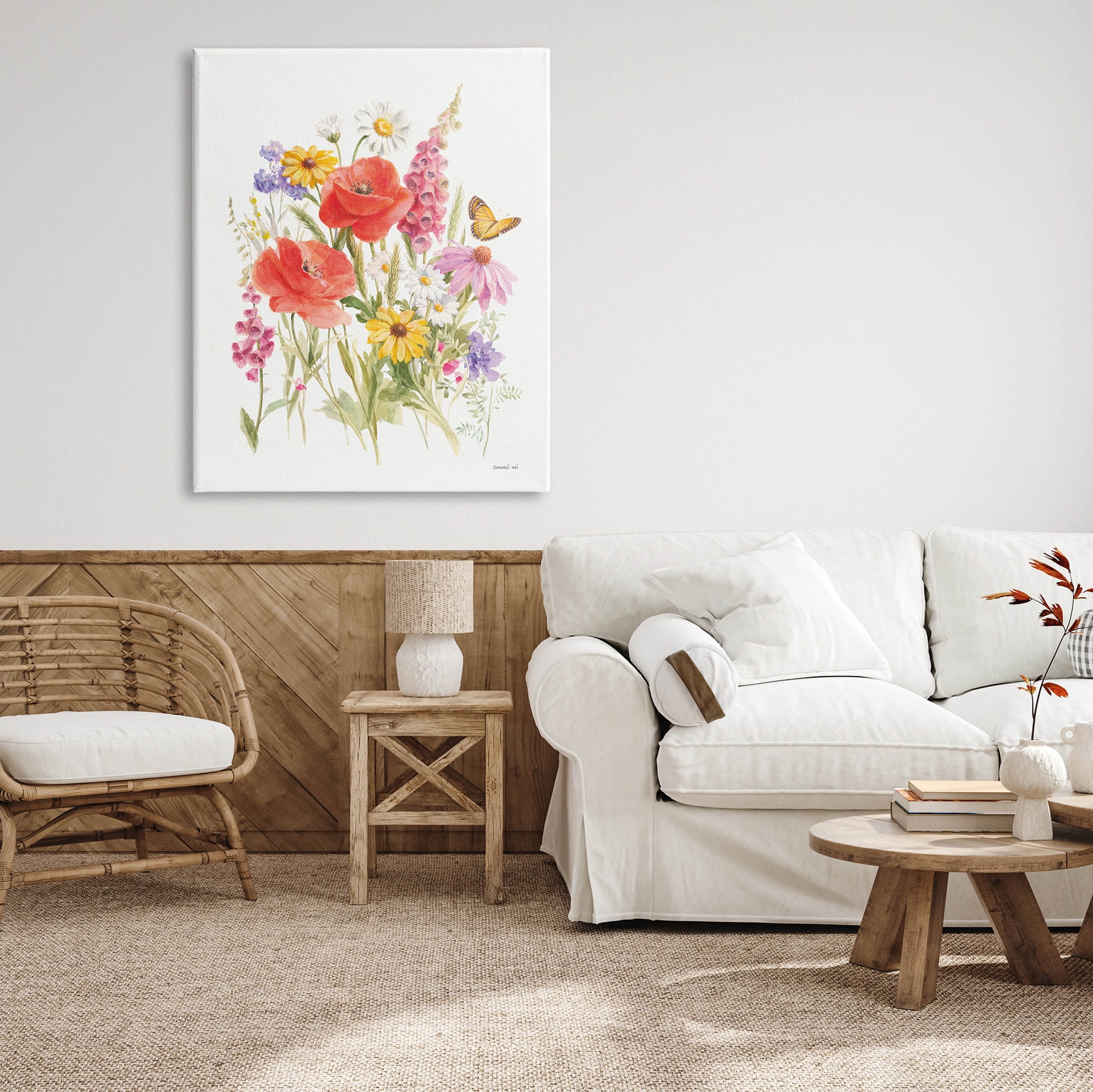 Stupell Industries Mixed Flower Arrangement Butterfly Graphic Art Gallery Wrapped Canvas Print Wall Art, Design by Danhui Nai