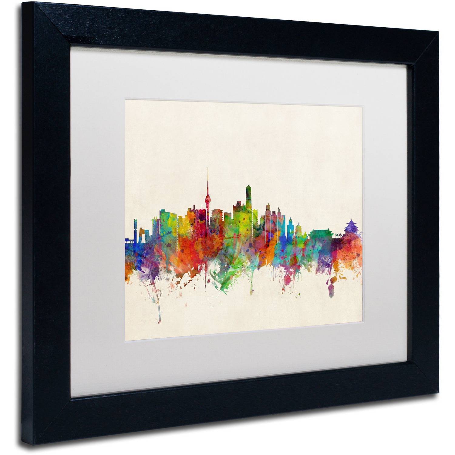 Trademark Fine Art 'Beijing China Skyline' Canvas Art by Michael Tompsett, White Matte, Black Frame
