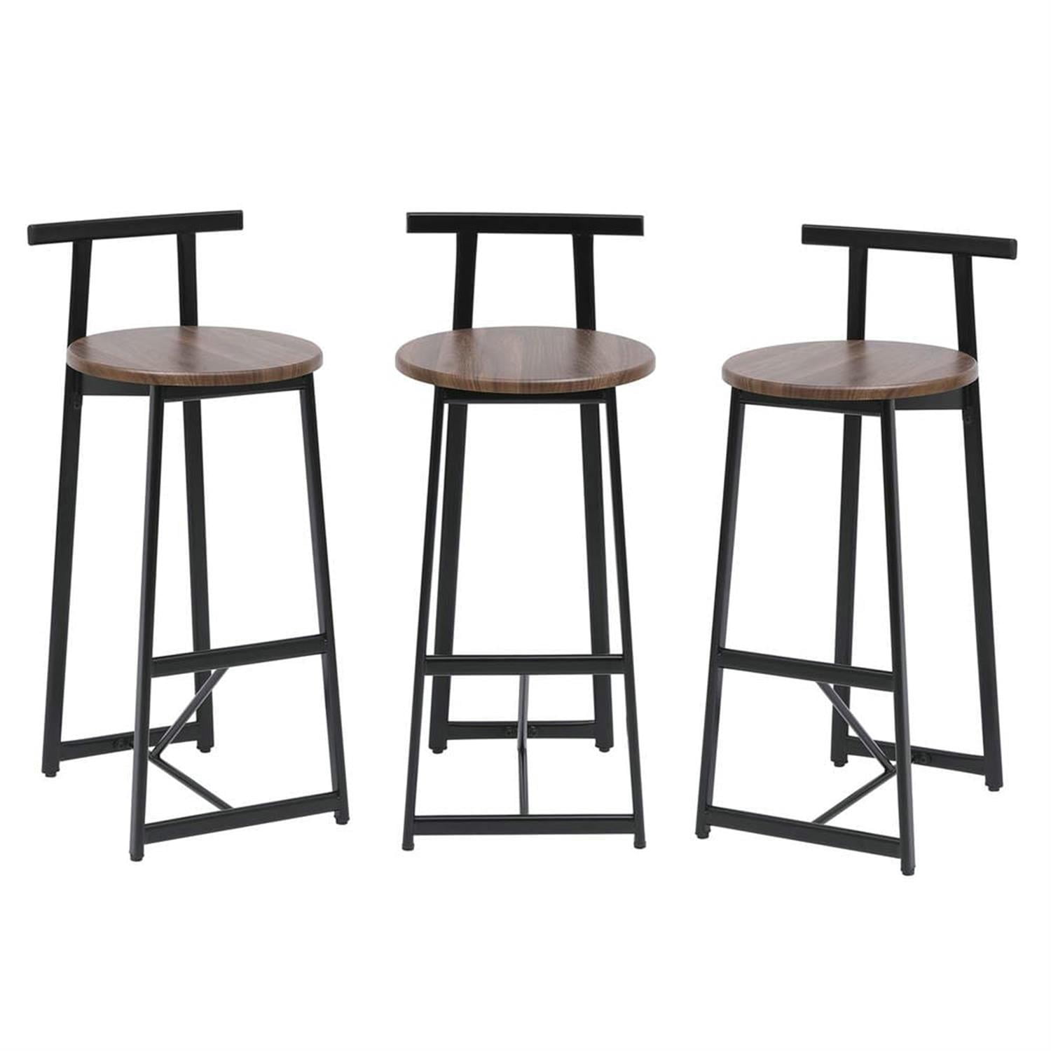 Demi Bonn 34" Counter Height Bar Stools Set of 3, Barstools with Back, Armless Kitchen Island Countertop Chairs for Dining Room, Brown