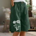 thumbnail image 4 of Cutuoiiu Workout Shorts Women Casual Loose Fit Flower Print Elastic Waist Knee Length Bermuda Shorts with Pockets for Summer and Daily Wear, 4 of 8