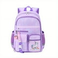 thumbnail image 3 of 1pc Cute Unicorn Pattern Backpack With Donut Pendant, Cute Sweet Girls Student Backpack, Preppy Large-capacity Travel Bag, Simple Purple Bag By Way Of Opening Refrigerator, 3 of 5