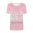 thumbnail image 4 of Easter Shirt for Women Vintage Rabbit And Floral Wreath Graphic T-Shirt Short Sleeve Crewneck Casual Style Festival Apparel Easter Gift, 4 of 5