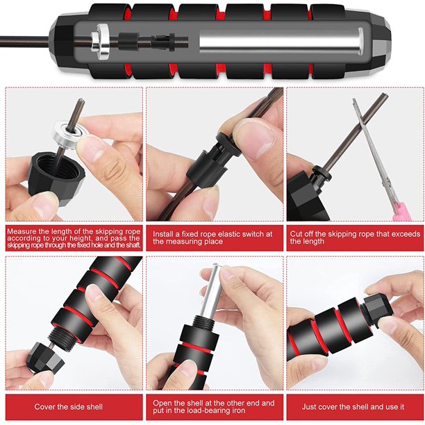 Cuerda de saltar ShuxiuWang Pesada EVA Longitud ajustable 2,8 m Rojo negro