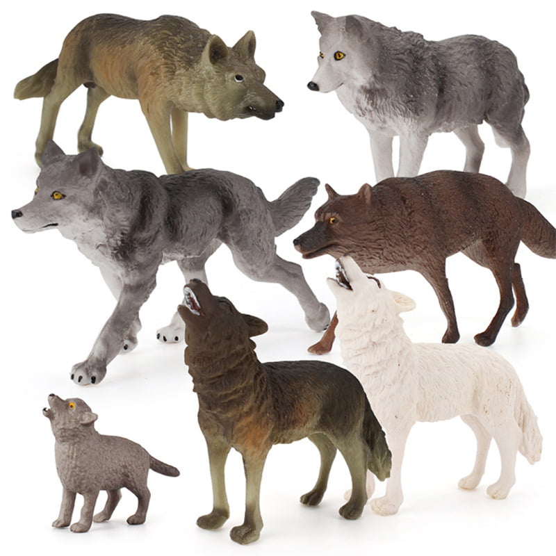 Kids Big Wolf Simulation Animal Model Action & Toy Figures Educational Beige 