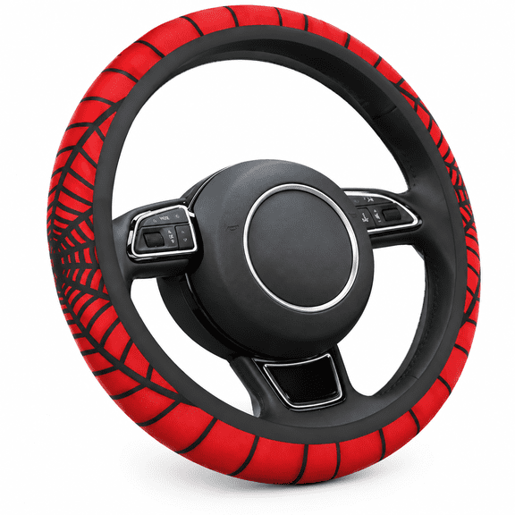 CALVORA 2026 New Red Spider Web Steering Wheel Cover Universal 15 Inch Cute Car Accessories Protector for Women Men