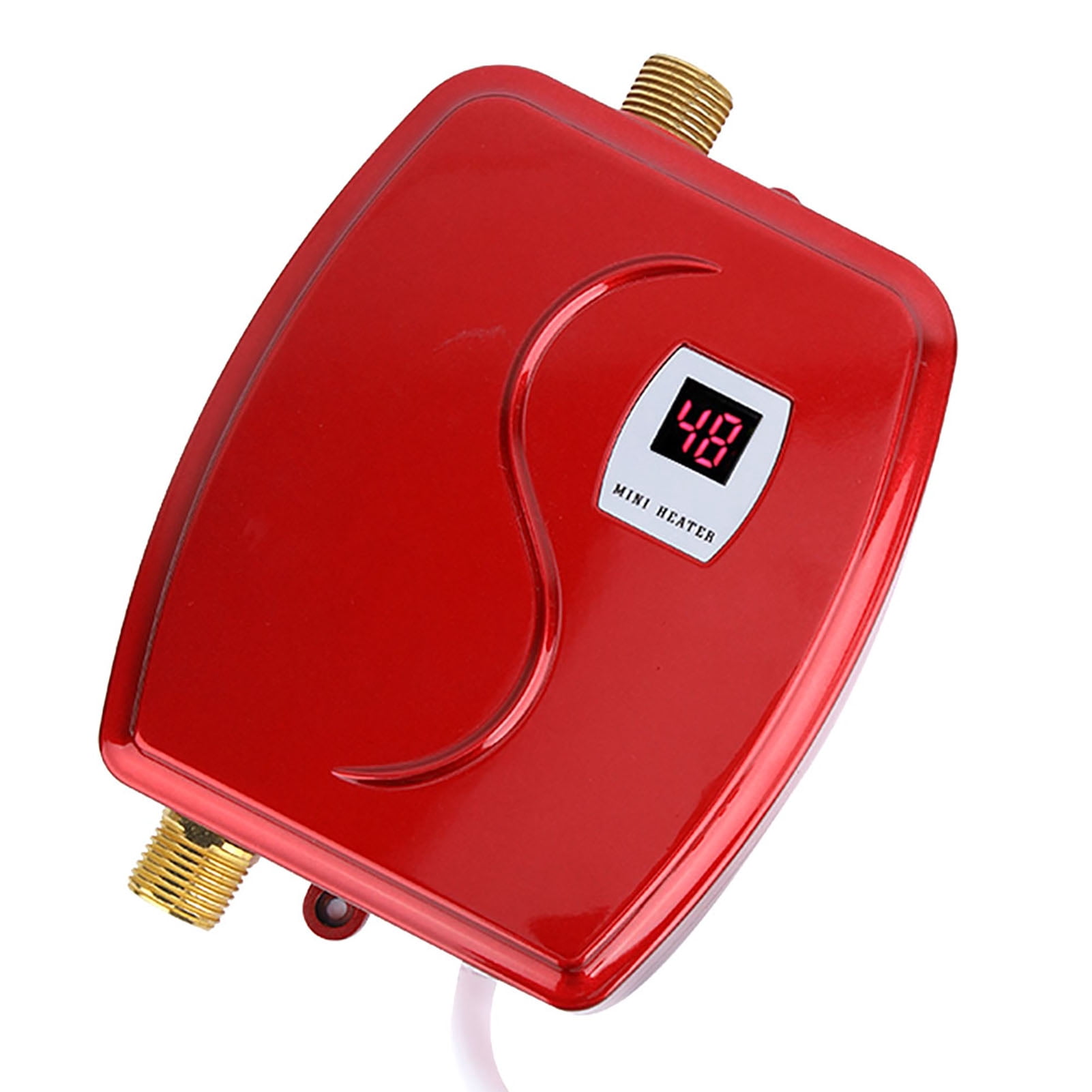 3000W Mini Electric Tankless Water Heater for Instant Hot Water in Bathroom and Kitchen, 220V - 240V, Red