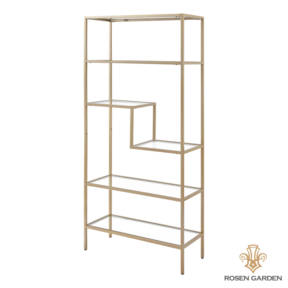 Rosen Garden Bookshelf 5Tier Bookcase, Storage Organizer Open Shelf