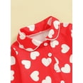 thumbnail image 6 of Elippeo Kids Girls Valentine Pajamas Sets 12M 18M 24M 3Y 4Y 5Y 6Y Heart Print Ruffled Button Long Sleeves Shirt and Elastic Flared Pants Loungewear, 6 of 10