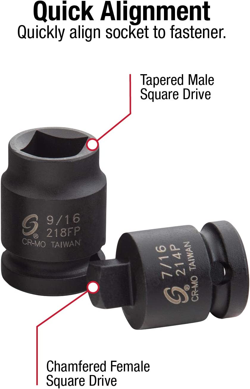 Sunex Tools 2841 1/2-Inch Drive Pipe Plug Socket Set, Male/Female set, Cr-Mo, 7/16-Inch - 5/8-Inch Male, 7/16-Inch - 5/8-Inch Female, 8-Piece - image 3 of 5