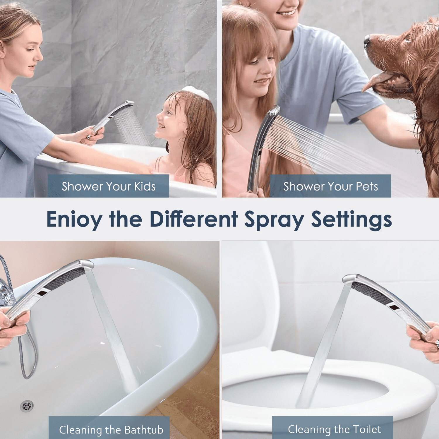 COOKEY Dual Shower Head with Handheld Combo,Detachable High Pressure Rain Shower Head with 60" Stainless Steel Hose,Chrome
