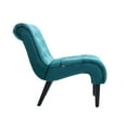 thumbnail image 5 of Accent Living Room Chair, Modern Button Tufted Velvet Upholstered Leisure Recliner Chair with High Back and Rubber Wood Legs, Armless Single Sofa Chair Lounge Chair for Home Bedroom Office, Teal, 5 of 7