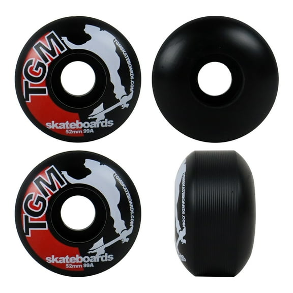 TGM Skateboard Wheels 52mm 99A Black - Super High Rebound for Street and Park