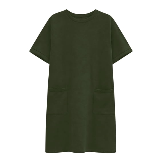 Eawtki Women's Summer T Shirt Dress Casual Short Sleeve Crewneck Loose Fit Mini Dresses with Pockets