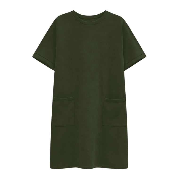 zara green t shirt dress ZW COLLECTION SHORT SLEEVE SHIRT DRESS - Green