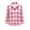 thumbnail image 4 of Luivaraty Flannel Plaid Shirts for Women Button Down Lapel Tops Fashion Casual Long Sleeve Dressy Shirts，S-2XL, 4 of 4