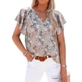thumbnail image 1 of ORUYROP Blouses Décontractées Boho à Imprimé Floral Col en V Manches Longues Amples pour Femmes, 1 of 6