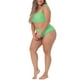 thumbnail image 4 of Bañador de dos piezas para mujeres de tallas grandes Agnes Orinda, traje de baño de colegio, bikini de cintura alta con control de abdomen, tamaño 3X, verde hierba, 4 of 8