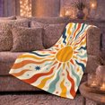 thumbnail image 6 of Golden Sun with Stars and Wavy Stripes, Playful Retro Style for Sun Lovers, Celestial Solar Wave Pattern and Birthday Gift, Soft Flannel Blanket for Bedroom and Living Room, Home Decor, 6 of 9