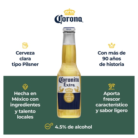 Cerveza clara Coronita Extra 24 botellas de 210 ml c/u