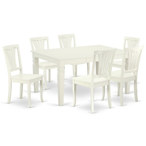 East West Furniture Dining Room Set Linen White, WEAV7-LWH-W