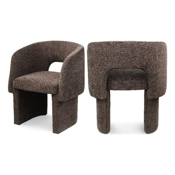 Pemberly Row 18" Contemporary Chenille Fabric Dining Chair in Brown