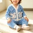 thumbnail image 5 of Amidoa Girls 2 Piece Outfits Fall Winter Clothes Fleece Long Sleeve Top and Casual Pants Kids Clothing Sets Sky Blue Size 80, 5 of 6