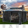 thumbnail image 4 of Al Fresco 10' X 13' Patio Hardtop Gazebo Outdoor Gazebo with Netting & Curtains for Deck Backyard All Weather Outdoor Pavilion, Brown, 4 of 7