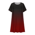 thumbnail image 4 of Liquidation d'Été 2025! Robe Grande Taille pour Femmes, Liquidation d'Été pour Femmes, Robe d'Été Dégradée à Manches Courtes, Col Rond, Plissée à l'Avant avec Poche, 4 of 5