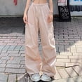 thumbnail image 2 of Kmdttou Cargo Plus Size Pants Women Baggy wide leg Flap High Waisted Work Pants Multi-Pockets Versatile Straight Leg Pants Trousers, 2 of 3