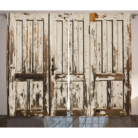 Rustic Curtains 2 Panels Set Vintage House Entrance With Vertical