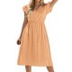 thumbnail image 1 of Vestido informal de mujer con cuello en V y cintura lisa - Tejido de poliéster - Estilo fresco - Tallas S-XL, 1 of 6