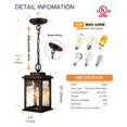 thumbnail image 7 of VIANIS Oil Rubbed Bronze Outdoor Pendant Light, 1 Pack Outdoor Chandelier for Porch, Hanging Outdoor Lights Lantern with Adjustable Chain, Anti-Rust ORB Porch Lights Outdoor Ceiling Fixtures for Hous, 7 of 7