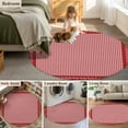 thumbnail image 6 of Valentine's Day Washable Round Area Rug 8 ft, Vintage Red White Buffalo Plaid Branches Lace Border, Soft Non Slip Rugs Stain Repellent Indoor Felt Carpet for Living Dining Room Bedroom Home Office, 6 of 9
